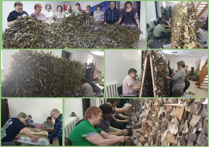 Плетение маскировочных сетей для солдат СВО